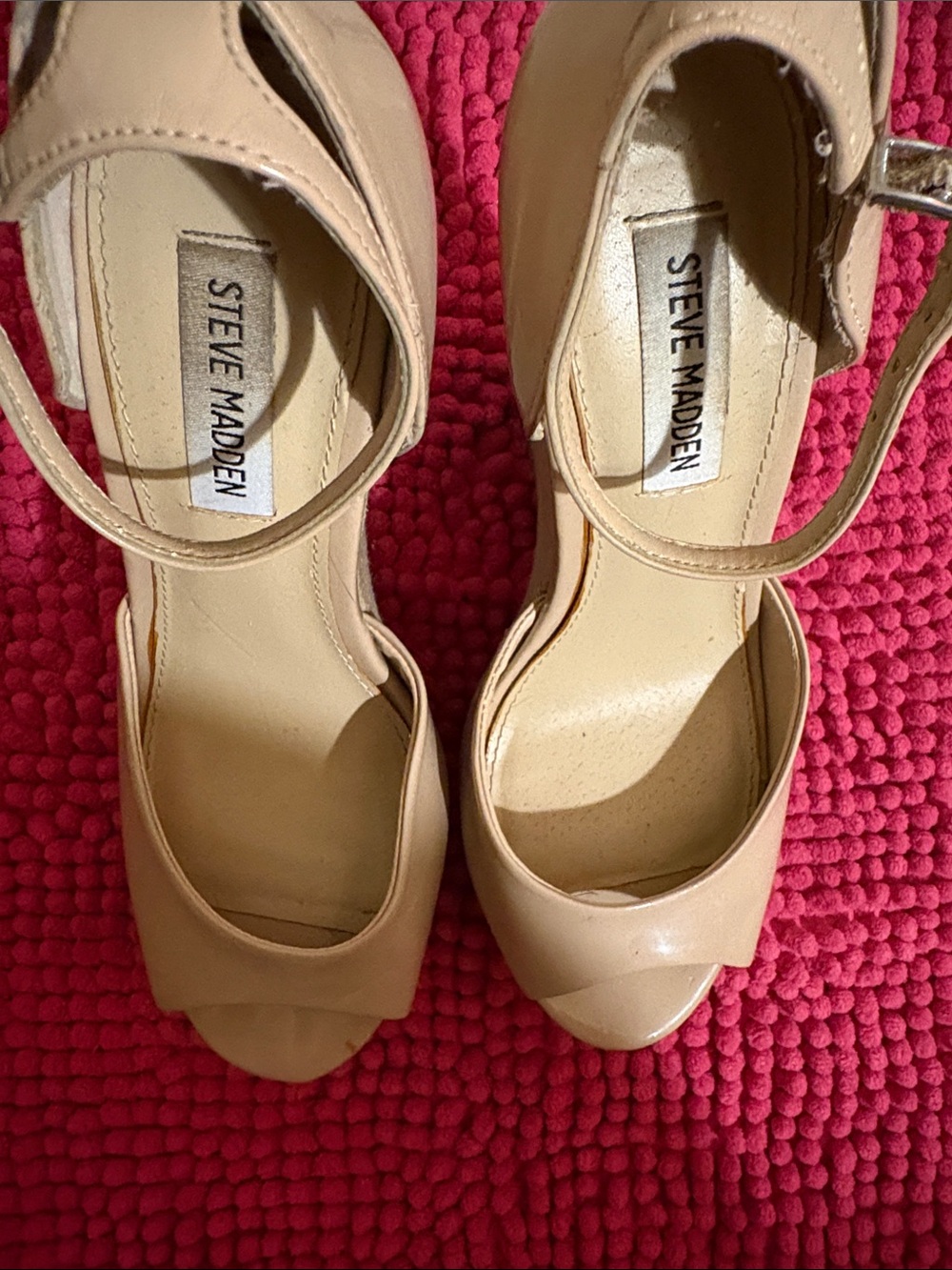 Steve Madden Nude Peep-Toe Ankle Strap Heels